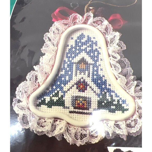 Bucilla Lace Delights Counted Cross-Stitch Ornament Kit Set Of 2 Christmas Heril - Picture 3 of 5